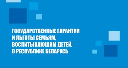 Государственные гарантии и льготы семьям, воспитывающим детей,  в Республике Беларусь